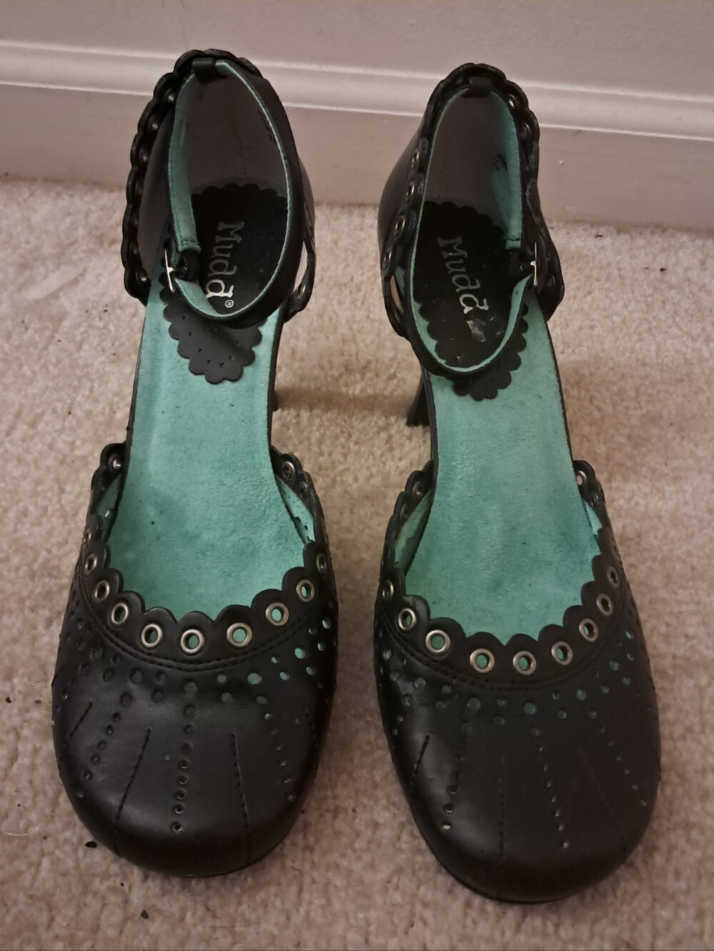 Vtg Y2k Mudd Heels Women's 10 Faux Leather Goth Whimsigoth Emo Witchy Alt